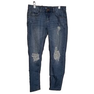 Billabong Womens Distressed Cotton Straight Leg Blue Jeans Label Reads Size 27